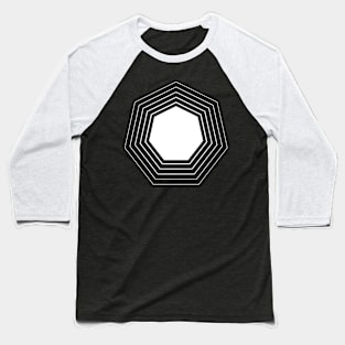 White Heptagon Geom Baseball T-Shirt